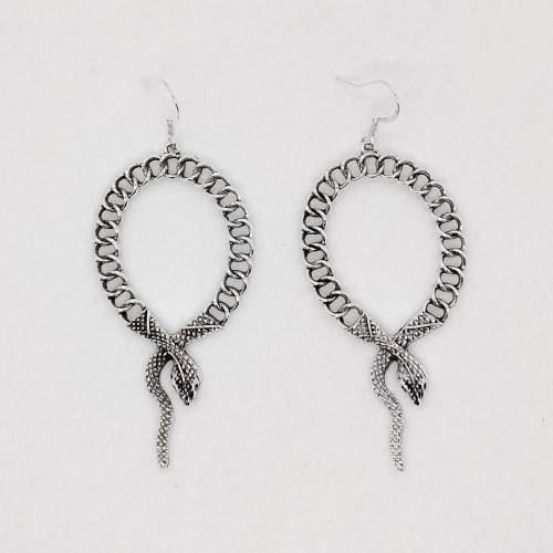 Silber Schlangen Ohrringe mit Edelstahl Ohrhaken, Gothic Schmuck, Goth Accessoire, Halloween Tiermotiv