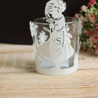 Teelichtglas mit Frühlingsdekor Mädchen Bild 1
