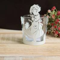 Teelichtglas mit Frühlingsdekor Mädchen Bild 4