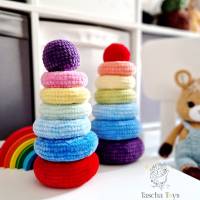 Stafelturm Spielzeug aus Wolle gehäkelt für Kinder als Geschenk/Handgefertigter Stapelturm aus Wolle: Kreatives Spielzeu Bild 1
