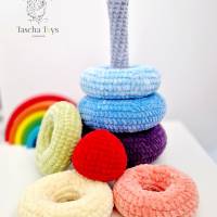 Stafelturm Spielzeug aus Wolle gehäkelt für Kinder als Geschenk/Handgefertigter Stapelturm aus Wolle: Kreatives Spielzeu Bild 2