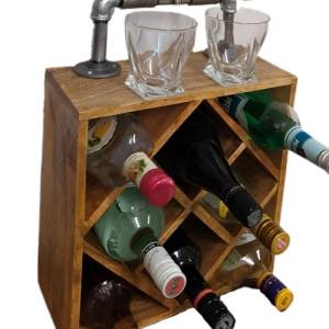 2Fach Wein- und Spirituosenspender für Hausbar, Flaschenregal, Industrial Style, Alkoholspender, Geschenk für Männer, Mä Bild 3