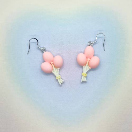 Pinke Balloon Ohrringe aus polymer clay mit Edelstahl Haken