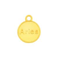 Zamak-Anhänger Sternzeichen Aries (Widder) gold 12mm 24K vergoldet mit Emaille in Rot Bild 2
