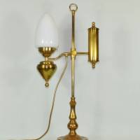 80er Jahre Messing Tischlampe Leuchte groß 71 cm im Petroleumlook gold Glasschirm vintage upcycling Bild 1