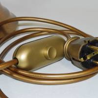 80er Jahre Messing Tischlampe Leuchte groß 71 cm im Petroleumlook gold Glasschirm vintage upcycling Bild 10