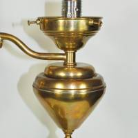 80er Jahre Messing Tischlampe Leuchte groß 71 cm im Petroleumlook gold Glasschirm vintage upcycling Bild 4