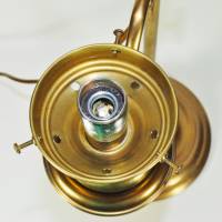80er Jahre Messing Tischlampe Leuchte groß 71 cm im Petroleumlook gold Glasschirm vintage upcycling Bild 5