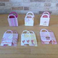 Set mit 6 Geschenktäschchen mit Geburtstagsmotiven in Rosa // Stanzteile // Geschenkverpackung // Taschen Bild 2