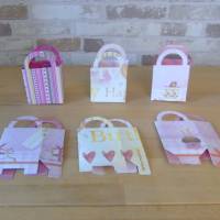 Set mit 6 Geschenktäschchen mit Geburtstagsmotiven in Rosa // Stanzteile // Geschenkverpackung // Taschen Bild 3