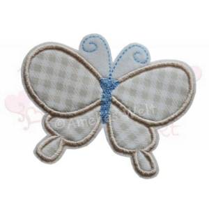 Schmetterling Applikation Aufbügler Aufnäher beige blau patch aus baumwolle Bild 1