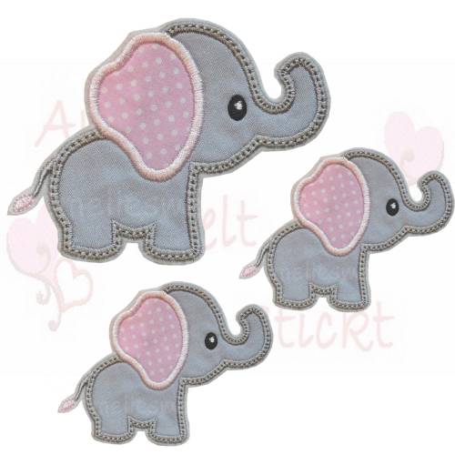 Elefanten Set Applikation Aufnäher elefant rosa für mädchen