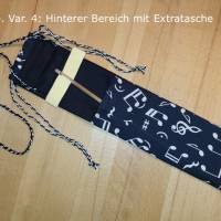 Flötentasche mit Namen, Flötenbeutel - Musiknoten schwarz (mit optionalen Zubehörfach / Fütterung / Halsband) Bild 10