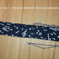 Flötentasche mit Namen, Flötenbeutel - Musiknoten schwarz (mit optionalen Zubehörfach / Fütterung / Halsband) Bild 8