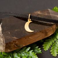 Schwarze Choker Kette mit goldenem Mondanhänger und Verschluss aus Edelstahl, Wickelkette, Mondchoker, witchy Bild 5