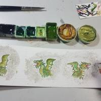 Pillendose mit grünem Drachen Motiv handgemalt Bild 3