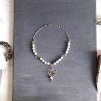 Wunderschöne Halskette, weißer Türkis  mit Goldfluss mit Goldschimmer Bild 1