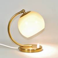 50er Jahre Tischlampe klein Messing Leuchte Nachtlicht schlicht zeitlos Gelb 60er sixties fifties vintage upcycling Bild 3