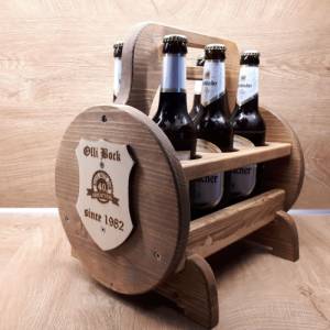Stabiler Flaschenträger aus Holz  * für 0,5 l Flaschen *Personalisiert * Männerhandtasche * Bierträger Bild 1