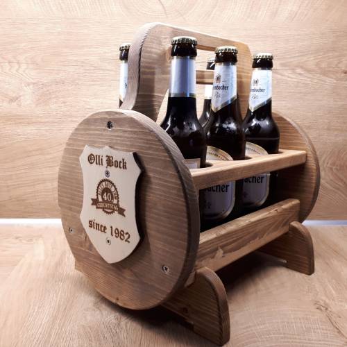 Stabiler Flaschenträger aus Holz  * für 0,5 l Flaschen *Personalisiert * Männerhandtasche * Bierträger