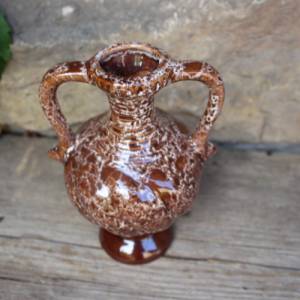 Amphore Vase 17 cm Henkelvase Laufglasur Keramik Art Deco 30er Jahre Bild 3