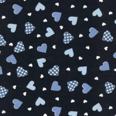 Westfalenstoffe Hamburg Herzen blau 100% Baumwolle Webware Webstoff