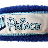 Hundehalsband Prince Größe 35 cm mit Zugstopp Halsband türkis blau Fleece Polsterung Bild 2