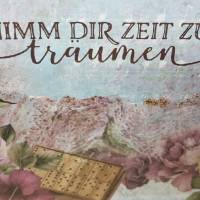 Romantische Klappkarte mit Umschlag - Träume - mit Strasssteinen und Glitter Bild 1