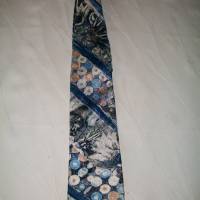 Seidenweber Krawatte  in edlem  blau-beige gemusterten Design. Bild 1