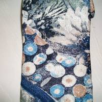 Seidenweber Krawatte  in edlem  blau-beige gemusterten Design. Bild 3