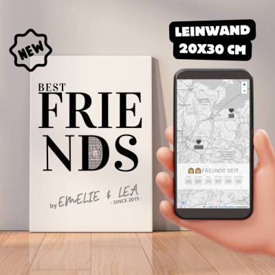 Beste Freunde | Personalisiertes Bild auf Leinwand 20x30cm | BFF
