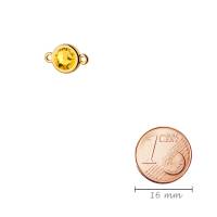 Verbinder gold 10mm mit Kristallstein in LIght Topaz 7mm 24K vergoldet für Freundschaftsarmband Bild 3