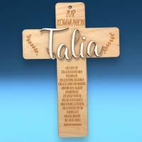 Holzkreuz zur Kommunion, Geschenk, personalisiert nach Wunsch, irischer Segenswunsch, zwei Größen zur Wahl Bild 1