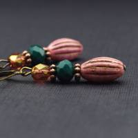 Ohrringe altrosa und dunkelgrün, Perlen, rosa Bild 2