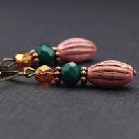 Ohrringe altrosa und dunkelgrün, Perlen, rosa Bild 3