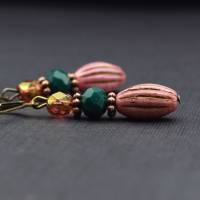Ohrringe altrosa und dunkelgrün, Perlen, rosa Bild 4