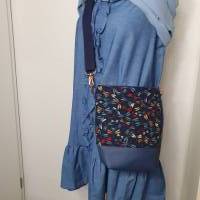 Crossbodybag FRIDA Damen Crossbag Umhängetasche schlicht Libelle blau Canvas Kunstleder Bild 2