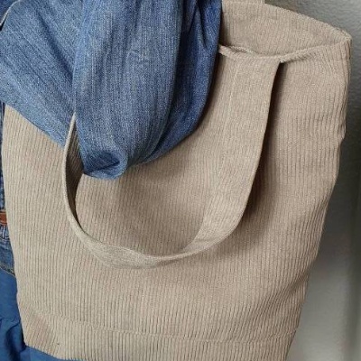 Shopper SMILLA aus Cordstoff beige Schultertasche Boho Style Totebag Kordstoff Tasche schlicht