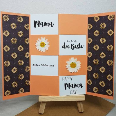 Zum Muttertag; besondere 3-fach-Karte mit Geheimfach - Mama du bist die Beste!