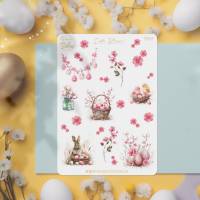 Oster Stickerbogen Easter Blossom Niedliche Ostersticker mit Blüten in Pink Bild 1