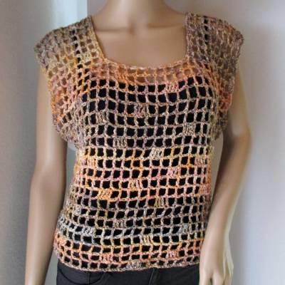 Legeres Netz-Top, Häkel-Top, Überwurf, Pulli, Tunika, Shirt