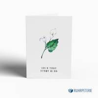 A6 personalisierte Beileidskarte Blume Weiße Calla | Kondolenzkarte mit Wunschtext | Aquarell Trauerkarte Bild 1
