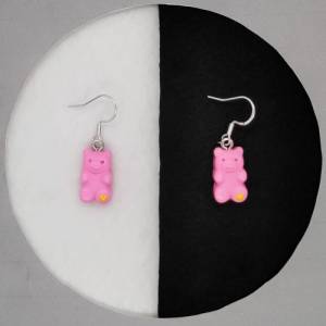 Pastell pinke Gummibärchen Ohrringe mit Edelstahl Ohrhaken, süßer Schmuck,  niedliche Tier Ohrhänger Bild 1