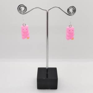 Pastell pinke Gummibärchen Ohrringe mit Edelstahl Ohrhaken, süßer Schmuck,  niedliche Tier Ohrhänger Bild 3