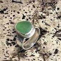 Seeglas-Ring, Seaglass-Ring, Strandglas-Ring, Meerglasring, Seaglass-Jewelry Bild 3
