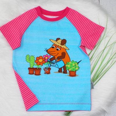 Gartenmaus | T-Shirt | Die Sendung mit der Maus | kurzarm | pink | türkis