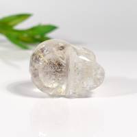 Schädel Lodolith Weiß-Braun und Bergkristall mit 24 Karat Blattgold in Resin / Epoxid Bild 9