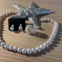 Wunderschöne, handgefertigte Halskette mit echten Süßwasser Perlen,Perlencollier,klassische moderne Perlenkette,Perlen Bild 1
