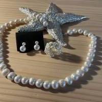 Wunderschöne, handgefertigte Halskette mit echten Süßwasser Perlen,Perlencollier,klassische moderne Perlenkette,Perlen Bild 3