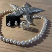 Wunderschöne, handgefertigte Halskette mit echten Süßwasser Perlen,Perlencollier,klassische moderne Perlenkette,Perlen Bild 4